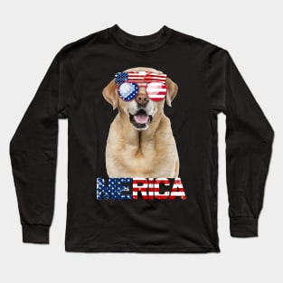 Merica Labrador Dog American Flag 4Th Of July Long Sleeve T-Shirt